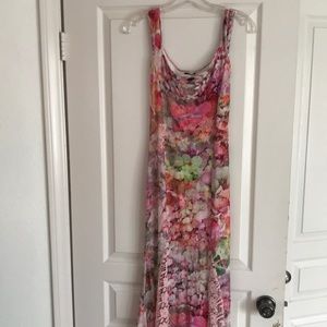 Stretchy floral knit maxi dress